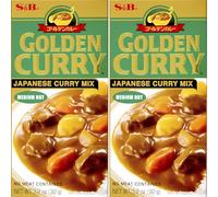 Golden Curry Medium Hot Pack 2 (92g Each) - Approx 12 Servings, No Meat Contained - Japanese Curry Blocks, Simple to Prepare, Perfect for Rich & Flavorful Dishes
