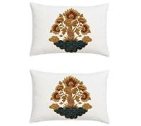 Golden Cushion Covers 24x32in Outdoor Cushions Waterproof Linen Double Sided Printing Rectangle Cushion Covers Tree Invisible Zipper,Set of 2 Decorative Garden Pillows covers for Patio Bench M-537