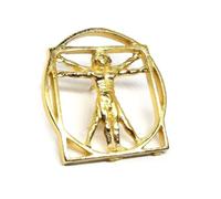 Golden Da Vinci Vitruvian Man Pin Badge