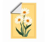 Golden Daisy Trio Botanical Unframed Wall Art Print A1 (84.1×59.4cm), Wall Decor for Living Room, Bedroom, Office & Home, Art Gift