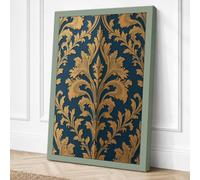 Golden Damask Baroque Canvas Wall Art Print 18x12 Inch (46 x 30 cm)