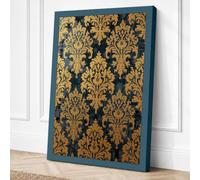 Golden Damask Vintage Canvas Wall Art Print 18x12 Inch (46 x 30 cm)
