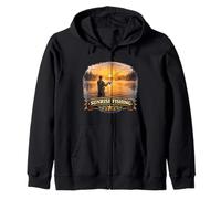Golden Dawn Angler Quiet Lake Adventure Scene Zip Hoodie