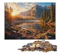 Golden Dawn on The Mountain Lake Art Wooden Puzzle, Adults, 1000 Pieces | Jigsaw Puzzle Gift - visual matching for a more organised build at your own pace.