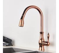 Golden Deck Installation Pull Out Kitchen Faucet Spray Kitchen Tap 360° Rotattble Hot Cold Sink Mixer Boost Mode Rose Golden LWX