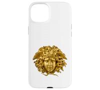 Golden Decorative Medusa Head Sculpture Case for iPhone 15 Plus