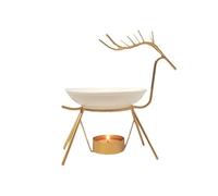 Golden Deer Delicate Romantic Iron Ceramic Tealight Candle Holder Aroma Furnace Essential Oil Aromatherapy Burning Furnace, Aromatherapy Wax Candle Tart Burner Warmer Diffuser for Home Bedroom Décor
