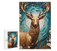 Golden Deer Kintsugi: Home Décor Activity, 1000 PCS Wooden Brain Teaser for Adults - for Detail-Focused Puzzlers