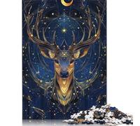 Golden Deer Under Stars 500 Piece Jigsaw Puzzle for Adults | Wooden Puzzle for | Great Gift Jigsaw Puzzles for Adults | Family Game 500pcs (52x38cm)