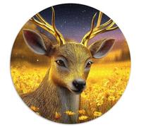 Golden Deer, Yellow Flower Fields Puzzle 1000pcs (67.5x67.5cm) Erwachsene Puzzle,Home Decor