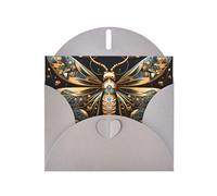 Golden Delicate Dragonfly On Black Background Horizontal Holiday Card With Gray Heart Shaped Envelope And Write Various Holiday Greetings