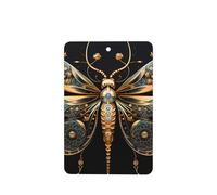 Golden Delicate Dragonfly On Black Background Pattern Car Air Fresheners 4 Pcs Rectangle Hanging Aromatherapy Tablets Scented Fresheners For Bedroom Bathroom