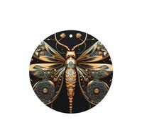 Golden Delicate Dragonfly On Black Background Pattern Car Air Fresheners 4 Pcs Round Shape Hanging Aromatherapy Tablets Scented Fresheners For Bedroom Bathroom