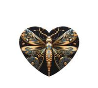 Golden Delicate Dragonfly On Black Background Pattern Car Air Fresheners 6 Pcs Heart Shape Hanging Aromatherapy Tablets Scented Fresheners For Bedroom Bathroom