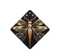 Golden Delicate Dragonfly On Black Background Pattern Car Air Fresheners 6 Pcs Square Hanging Aromatherapy Tablets Scented Fresheners For Bedroom Bathroom