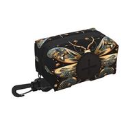 Golden Delicate Dragonfly on Black Background Pet travel garbage bag storage bag Essentials for hiking or camping in the countryside Ensure you have an enjoyable experience
