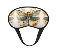 Golden Delicate Dragonfly on Yellow Background Blackout Sleep Mask with Elastic Band Design Fits All Head Shapes Ideal for Travel Office and Shift Work
