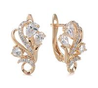 Golden Diamond Branch Copper Stud Earrings Luxurious Sparkling Starlight for your Ears Birthday Gift for Girlfriend or Wife