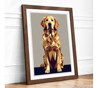 Golden Dignity Modern Framed Wall Art Print A2 (59.4×42cm) Walnut, Wall Decor for Living Room, Bedroom, Office & Home, Ready to Hang, Art Gift