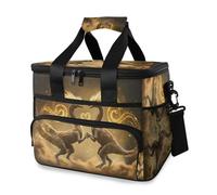 Golden Dinosaur Cooler Bag Thermal Insulated Picnic Lunch Bag Box Large Cool Bag for Beach Picnic Camping Travel Men Women