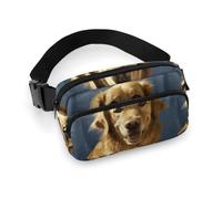 Golden Dog Fanny Pack for Women Men Adjustable Waist Bag Belt Bag for Travel Sports Hiking, style, 20x13cm
