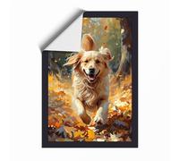 Golden Dog in Autumn Boho Unframed Wall Art Print A1 (84.1×59.4cm), Wall Decor for Living Room, Bedroom, Office & Home, Art Gift