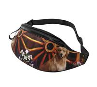 Golden Dog Waist Bag Bumbags for Men Women, Print Polyester Waist Pack for Travel Walking Sport with Adjustable Strap