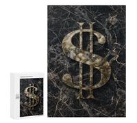 Golden Dollar Sign Marble Background Puzzle 1000 Teile Schwer Puzzle Spielzeug Lernspiel Impossible Herausforderungsspielzeug Für Erwachsene Kinder 300 PCS