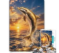Golden Dolphin Ocean Sunset-1 Adult Jigsaw 1000pcs (70x50cm) | For a puzzle gift at Christmas: Adult jigsaw puzzle with 1000 pieces suits quiet moments between celebrations.