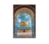 Golden Dome Through Arch Wall Art, Radiant Print, Architecture Poster, Shining Canvas Picture Artistic Wall Mural Modern Hanging Decor Poster20x30inch(50x75cm)