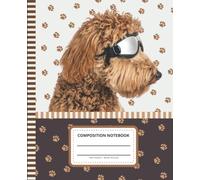 Golden Doodle Composition Notebook Wide Ruled: 7.5 x 9.25 Blank Paper / 108 Pages / Stationery Gift for Note Taking - Writing - Doodles / Brown Goldendoodle Dog Art Photo on Paw Print Pattern