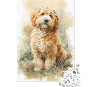 Golden Doodle Dog Art Print Jigsaw Puzzles Puzzles for Adults Kids. 1000 Piece Great Gifts Challenge Toy Educational Games Home Decoration for Educational Games Gifts 52x38cm/1000pcs