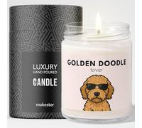 Golden Doodle Gifts - Luxury Soy Wax Candle - Vanilla, Jasmine, Sugared Almond - Dogs in Shades - Makester