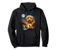 Golden Doodle Howling To The Moon Vintage Dog Pullover Hoodie