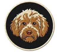 Golden Doodle Patch for Clothes Curly Puppy Designer Breed Dog - Embroidered Iron on Patch for Backpack Jacket - Fabric Patches for Clothes Souvenirs & Gifts for Animal Lovers ID45095