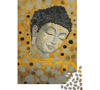 Golden Dot Buddha Jigsaw Puzzle 1000Pc Recycled Paper for Adults Klimt Style PeacePuzzle Difficult Challenging Home Activity Festivals Celebration Gifts 52x38cm/1000pcs