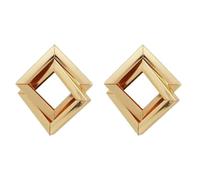 Golden Double Square Stud Earring for Women, Elegant Geometric Minimalism Earrings Jewelry for Party,Wedding,Events