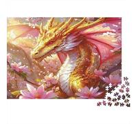 Golden Dragon Amid Flowers Year in Pictures 1000 Piece with High Definition Print Jigsaw Puzzles As An Ultra Difficult Puzzle for Travel Jigsaw Puzzle 38x26cm/1000pcs