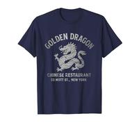Golden Dragon Chinese Restaurant NYC Retro Streetwear T-Shirt, Men, Navy Blue, Medium