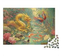 Golden Dragon, Colorful Phoenix, Koi, Turtle Rätsel Für Erwachsene |Auspicious Atmosphere| 1000pcs (75x50cm) Puzzles Lernspiele Home Decor Puzzles
