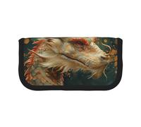 Golden Dragon Cute Canvas Pencil Pouch - Organized Storage for Travel & Daily Use Pencil case, Makeup Pouch