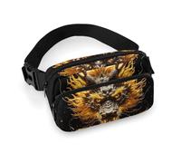 Golden Dragon Head Fanny Pack for Men Women, Durable Sling Chest Bag with Adjustable Strap & Large Pocket, Small Crossbody Bag for Running, Hiking, Cycling, Travel