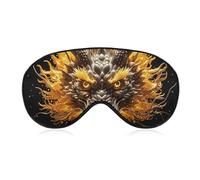 Golden Dragon Head Sleep Mask for Women Men, Breathable Soft Sleeping Mask Adjustable Eye Cover Light Blocking Eye Masks for Travel, Home, Office, Nap, Flights