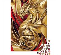 Golden Dragon Illustration 1000-Piece Puzzle for Adults, 70x50cm/1000pcs; A Relaxed Project for Colder Days; White Card Pieces with Reduced Dust