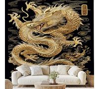 Golden Dragon Luxury Mural Traditional Chinese Dragon Wallpaper 300x210 cm Elegant Pattern Wall Decals Peel and Stick Wall Art for Bedroom Kitchen Bathroom Stickers Home Decor zw226x