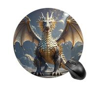Golden Dragon Round Mouse Pad 7.8 Inch - Non-Slip Rubber Base Mouse Mat Portable Ergonomic Desk Mat for Office, Laptop, Travel, Wireless Mice Mats - Waterproof & Durable Design
