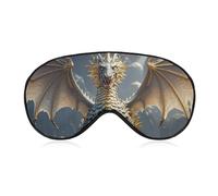 Golden Dragon Sleep Mask Light Blocking Eye Cover Polyester Eye Mask with Elastic Strap Blindfold for Side Sleeper Sleeping Masks Face Hugging for Women Men Travel