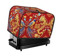 golden dragon Toaster Cover 2 Slice, Waterproof Bread Machine Covers with Pockets Universal Size Kitchen Small Appliance Cover with Handle, Dust and Fingerprint Protection