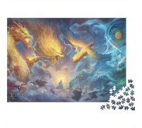 Golden Dragon Vs Phoenix Artwork Jigsaw Puzzles Puzzle for Adults Kids. 1000 Piece Whimsical Challenge Toy Educational Game Home Decoration for Adults& Kids Age 14 Years Up 70x50cm/1000pcs