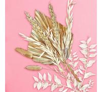 Golden Dried Flowers for Cakes Palm Spear Leaves Bunny Tails ruscus Oats Phalaris Cupcake for Flower Arrangements Cake Craft DIY Wreath Wedding Indoor Home Decor